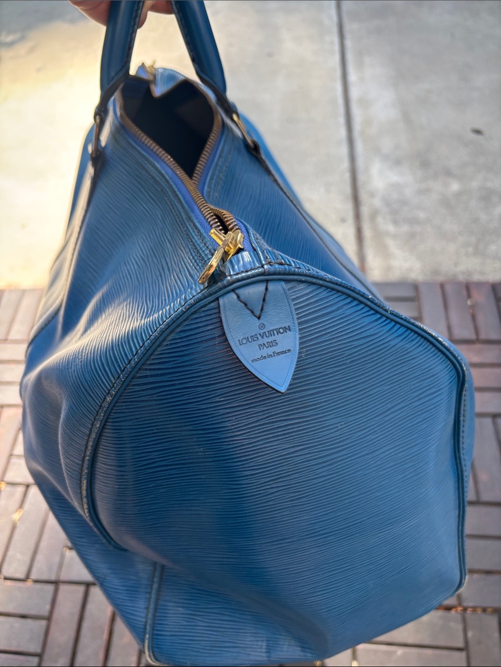 Louis Vuitton Blue epi keepall 50